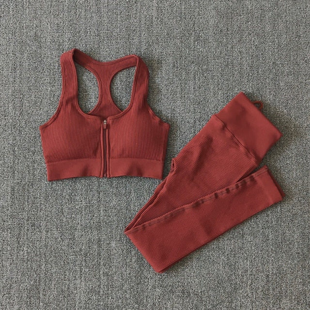 Seamless Yoga Set Workout Shirts Sport Pants Bra Gym Clothing Tracksuit Drawstring High Waist Running Leggings Fitness Suit