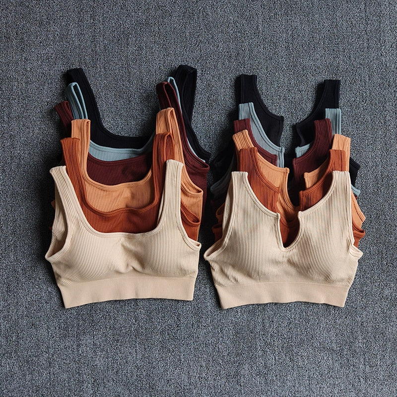 Seamless Sport Bra Women's Lingerie Fitness Yoga Running Vest Underwear Padded Crop Tops Underwear Push Up Gym Top Bras