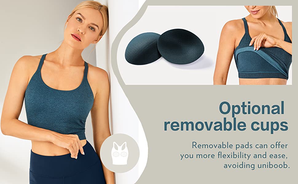 Women's Longline Sports Bra Padded Wireless Racerback Yoga Bras Crop Tank Tops