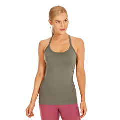 Women's Seamless Sports Tank Tops Build in Bra Y Racer Back Workout Yoga Shirt