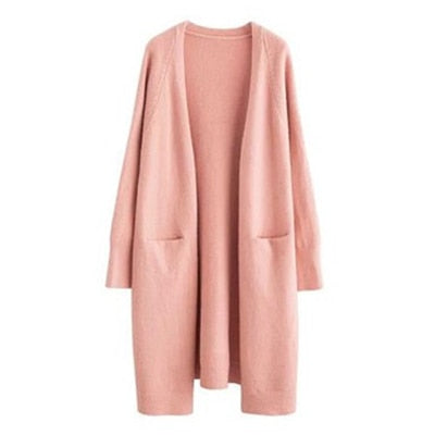 Lazy V-neck Oversize Long Sweater Cardigans Jacket Coat New Women Sweater Korea Cardigan Jacket Coat Outwear TOP