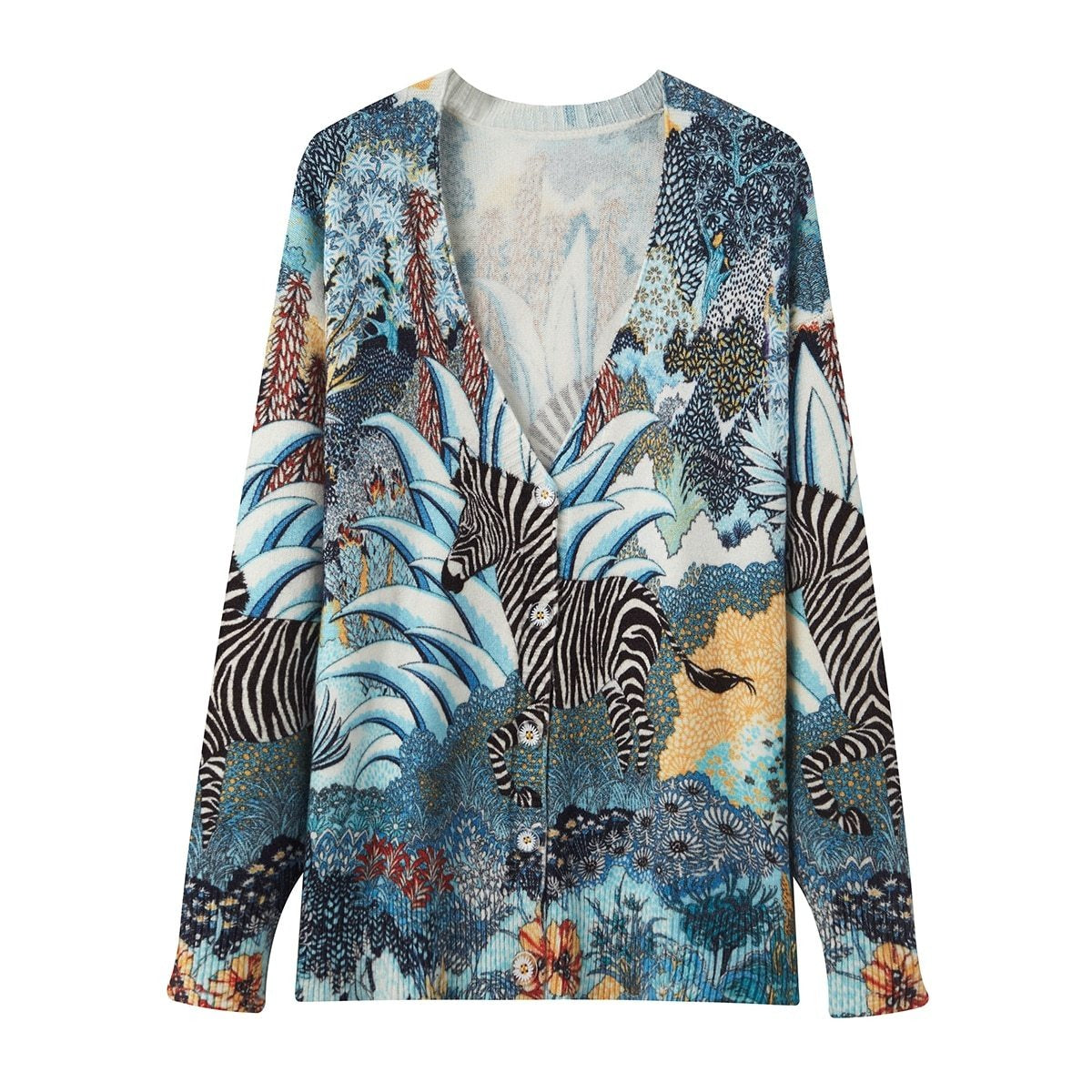 Women Oversized Clothing Wool Blend Long Cardigans Sweater Spring Autumn Print Pattern Knitted Coat Knitwear C-263