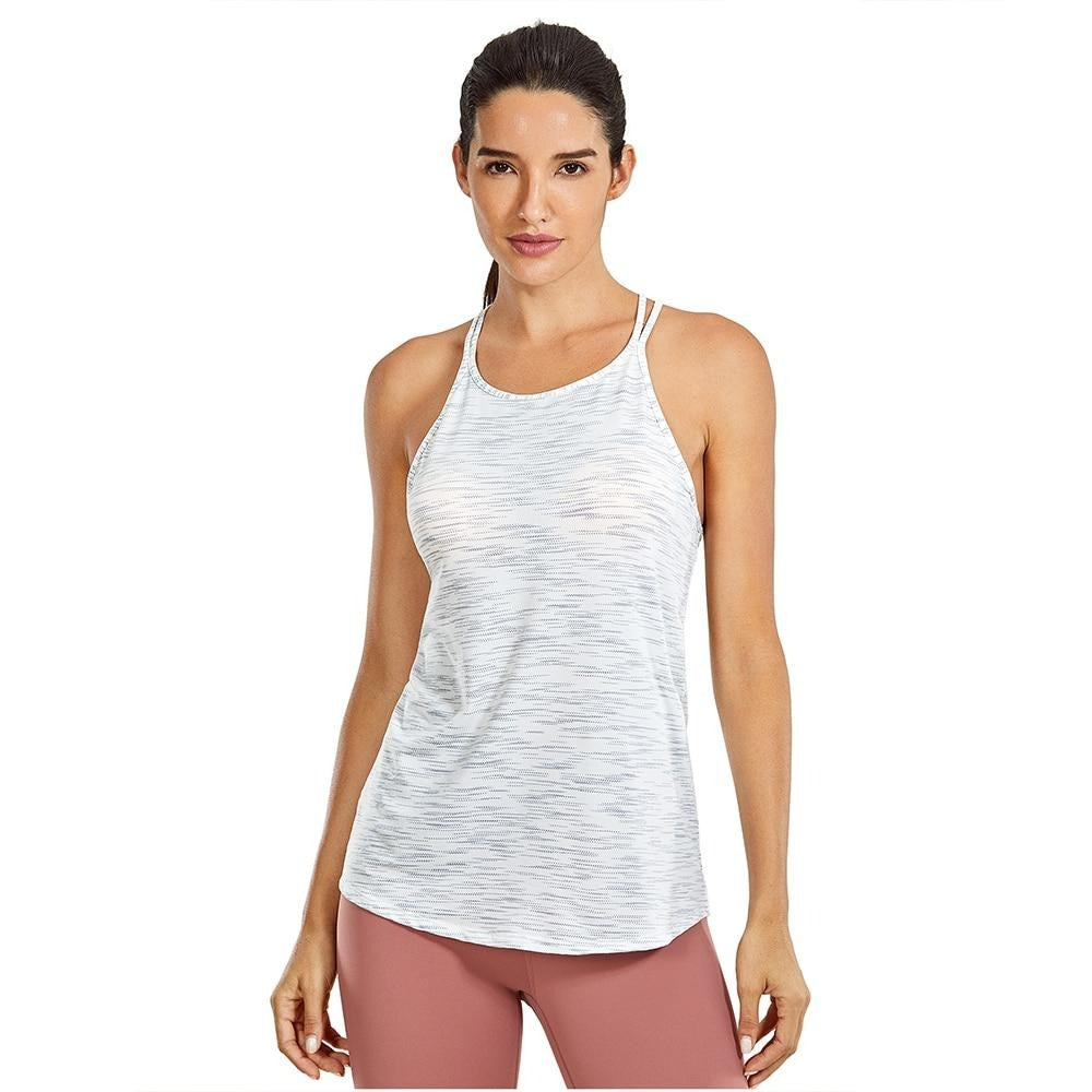 Women's Lightweight Heather Yoga Tank Tops Strappy Back Workout Shirts