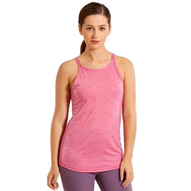 Women's Lightweight Heather Yoga Tank Tops Strappy Back Workout Shirts