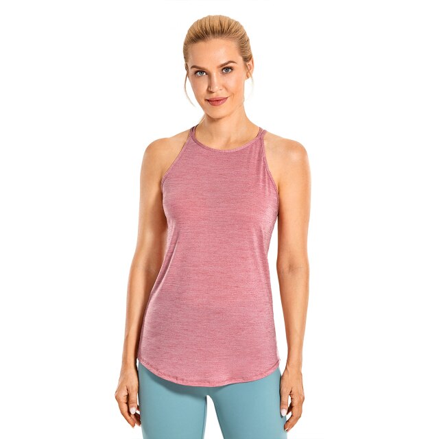 Women's Lightweight Heather Yoga Tank Tops Strappy Back Workout Shirts