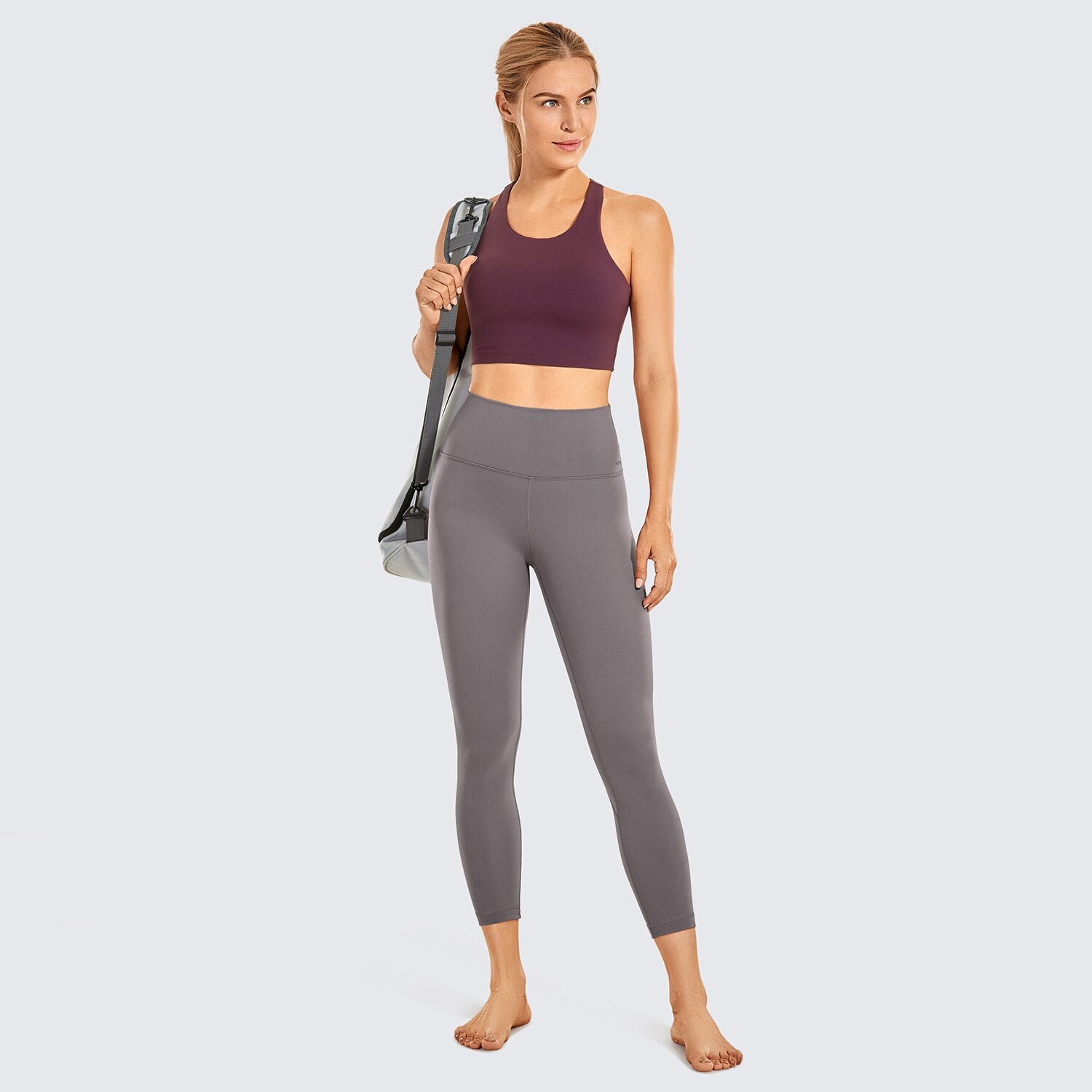 Women Matte Brushed Yoga Leggings 21 Inches - Thick Capris Leggings Gym Crops High Waist Workout Pants