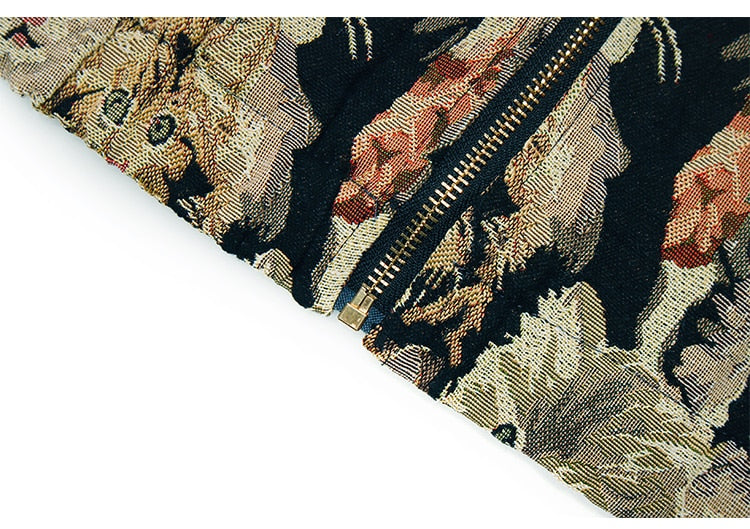 Jacket Men Cute Cat Painting Printed Zipper Coat Autumn Loose Casual Retro Cool Hip Hop Style Outwear Couple Streetwear