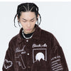 Jacket Men Esthetics Line Letter Eye Embroidery Bomber Coats Autumn Cozy Baggy Fashion Retro High Street Outwear Couple