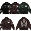 Jacket Men Esthetics Line Letter Eye Embroidery Bomber Coats Autumn Cozy Baggy Fashion Retro High Street Outwear Couple