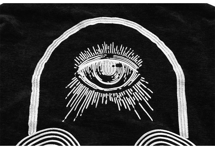 Jacket Men Esthetics Line Letter Eye Embroidery Bomber Coats Autumn Cozy Baggy Fashion Retro High Street Outwear Couple