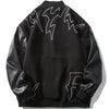 Punk Graphic Letter Embroidery Leather Patchwork Baseball Jacket Men High Street College Style Bomber Coats Streetwear