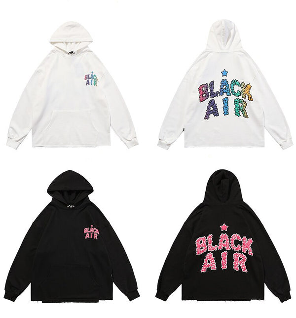 Star Letter Patch Big Pockets Sweatshirt Hoodie Men Harajuku All-match College Style Pullover Casual Hip Hop Streetwear