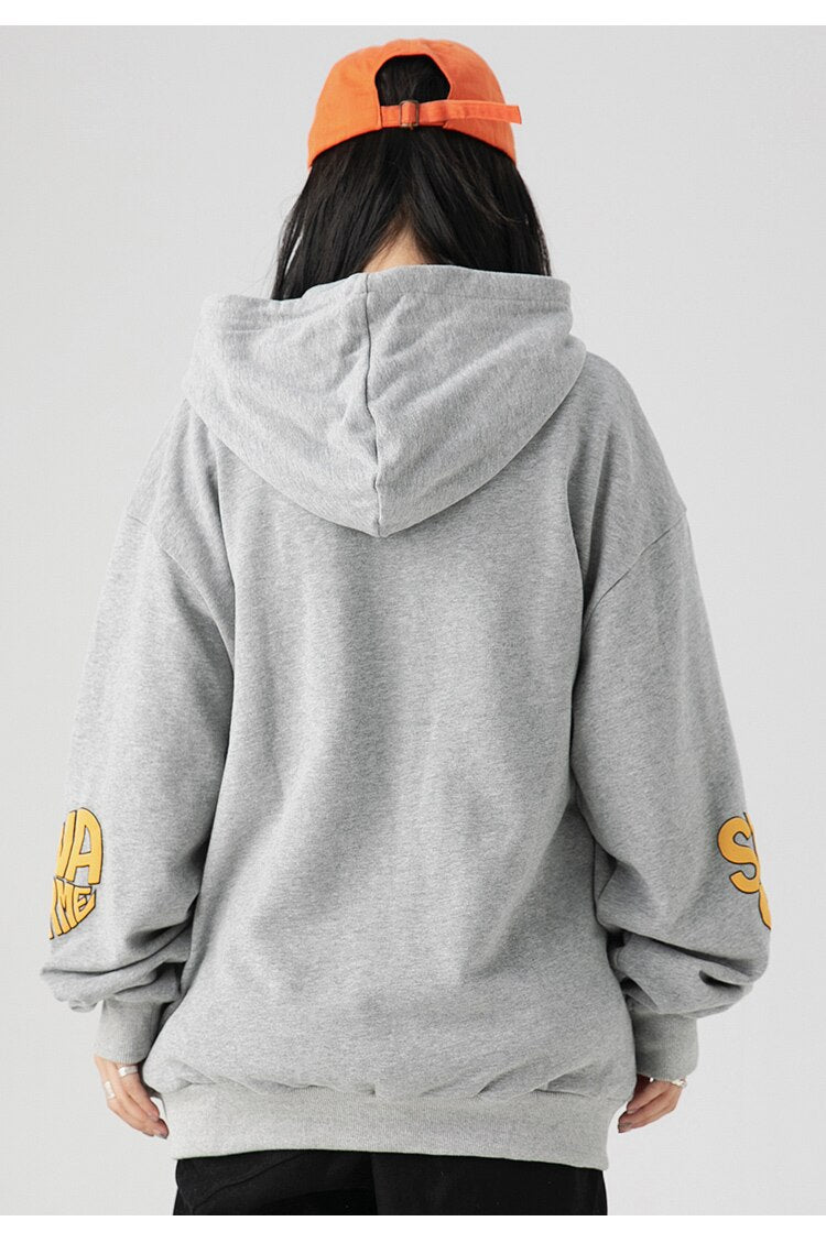 Animal Letter Embroidery Zipper Hooded Hoodie Men Casual College Style Oversized Coats Autumn Fashion Streetwear Couple