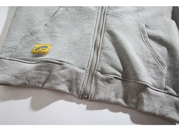 Animal Letter Embroidery Zipper Hooded Hoodie Men Casual College Style Oversized Coats Autumn Fashion Streetwear Couple