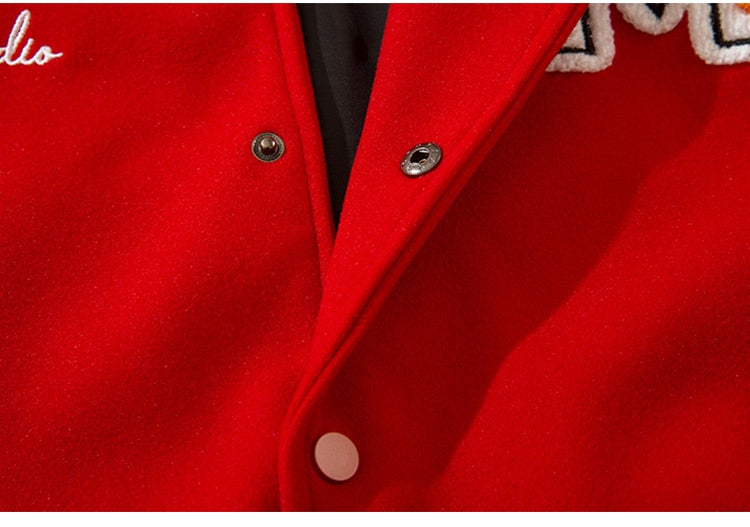 Jacket Men Cartoon Furry Sun Cloud Patch Patchwork Bomber Coats Loose Hip Hop Funny High Street Baseball Outwear Autumn