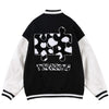 Varsity Jacket Men Cow Print Puzzle Letter Patch Bomber Coats Autumn Baggy Hipster College Style Baseball Jacket Couple
