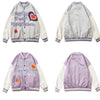 Furry Heart Patch Letter Embroidery Baseball Jacket Couple Varsity Jackets Coats Autumn Fashion Harajuku Streetwear Men