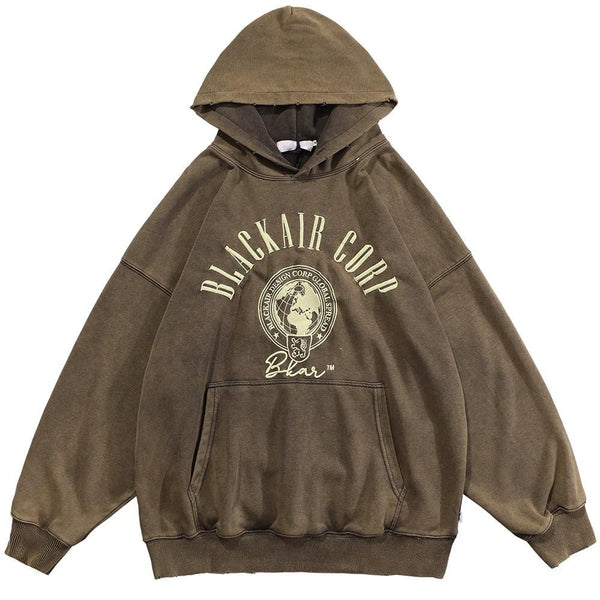 Hoodie Men Embroidery Washed Distressed Hooded Pullover Autumn Oversized Retro Punk All-match Sweatshirt Men Streetwear