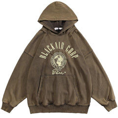 Hoodie Men Embroidery Washed Distressed Hooded Pullover Autumn Oversized Retro Punk All-match Sweatshirt Men Streetwear