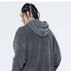 Hoodie Men Embroidery Washed Distressed Hooded Pullover Autumn Oversized Retro Punk All-match Sweatshirt Men Streetwear