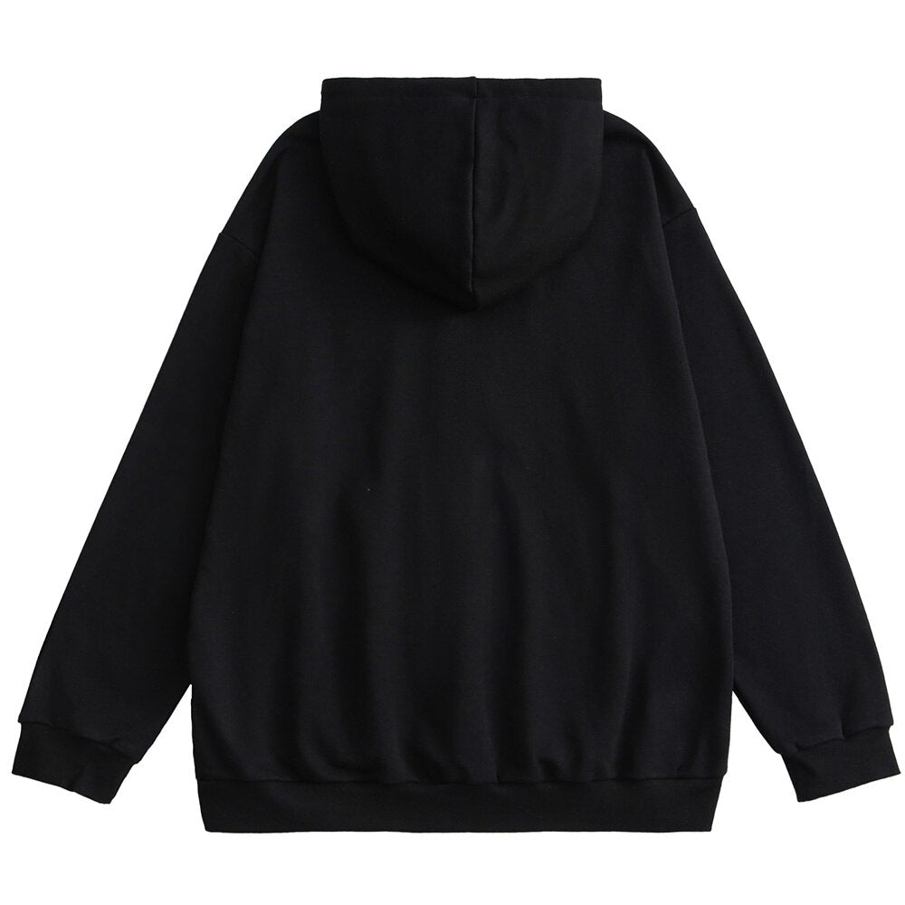 Hoodie Men Hit Color Animal Graphic Print Big Pockets 3 Color Optional Loose Hip Hop Fashion Pullover Couple Streetwear