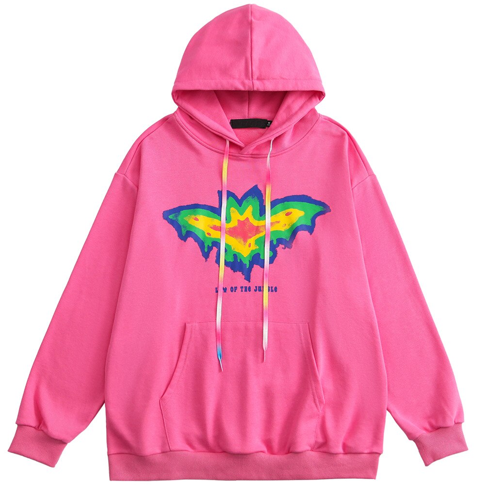 Hoodie Men Hit Color Animal Graphic Print Big Pockets 3 Color Optional Loose Hip Hop Fashion Pullover Couple Streetwear