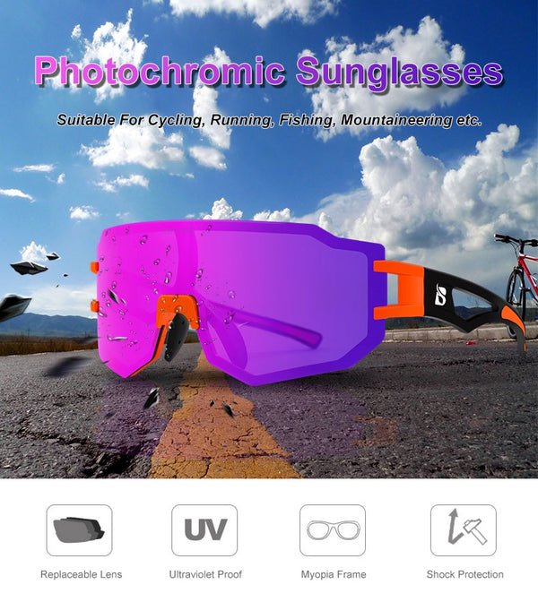 Sports Cycling Sunglasses Photochromic Bike Glasses UV Protection Outdoor Motorcycling Riding Driving Bicycle Racing MTB Goggles
