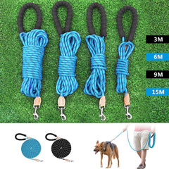 Nylon Dog Leash Reflective Pet Tracking Round Rope Dogs Walking Training Lead Leashes 3M/5M/10M/20M For Small Medium Large Dogs