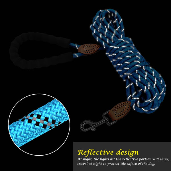 Nylon Dog Leash Reflective Pet Tracking Round Rope Dogs Walking Training Lead Leashes 3M/5M/10M/20M For Small Medium Large Dogs