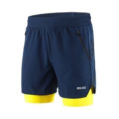 Running Shorts 2 in 1 Quick Dry Athletic Training Exercise Jogging Sports Gym Shorts With Zipper Pocket