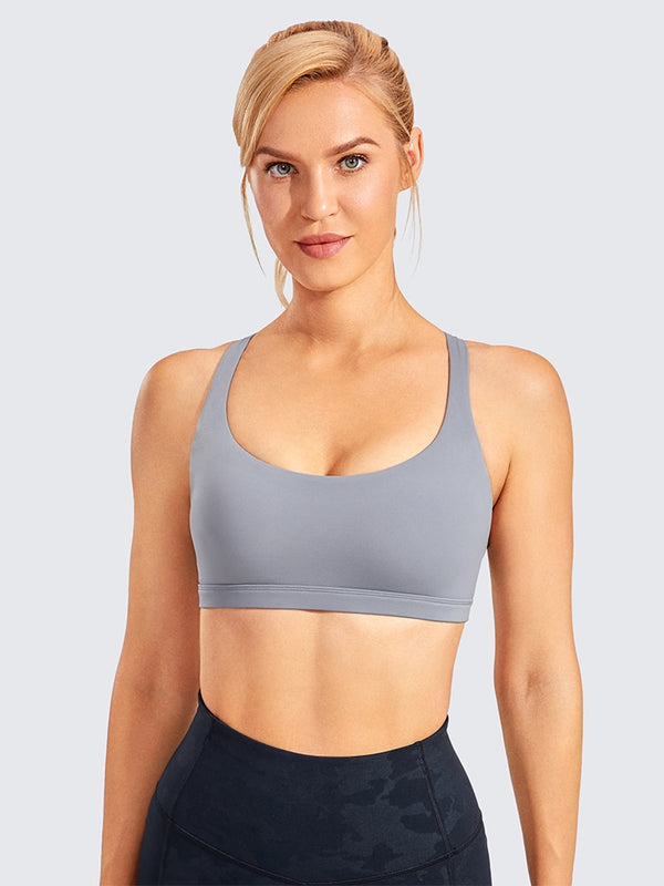 Strappy Sports Bras for Women Cross Back Sexy Padded Yoga Bra Tops Cute Activewear