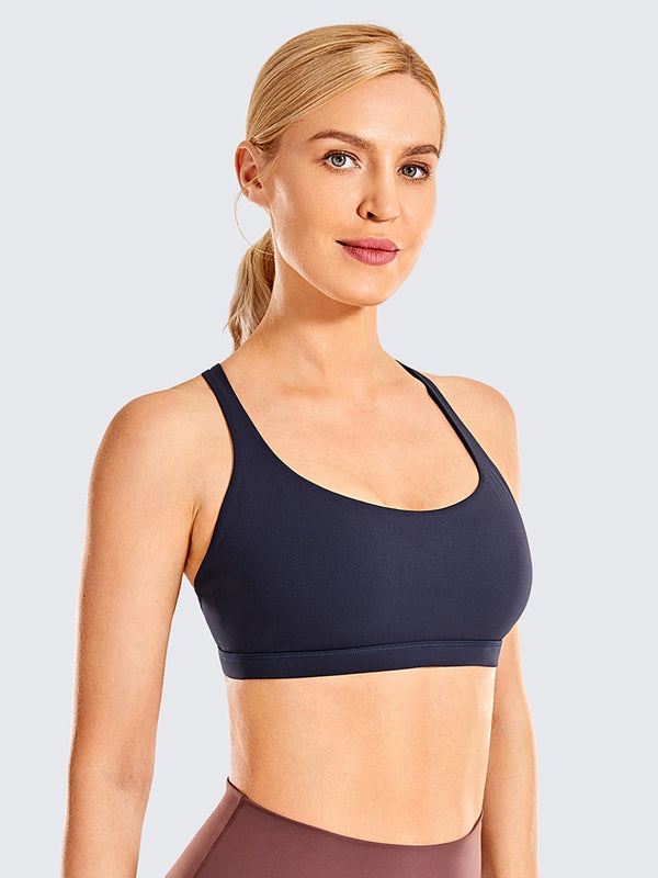 Strappy Sports Bras for Women Cross Back Sexy Padded Yoga Bra Tops Cute Activewear