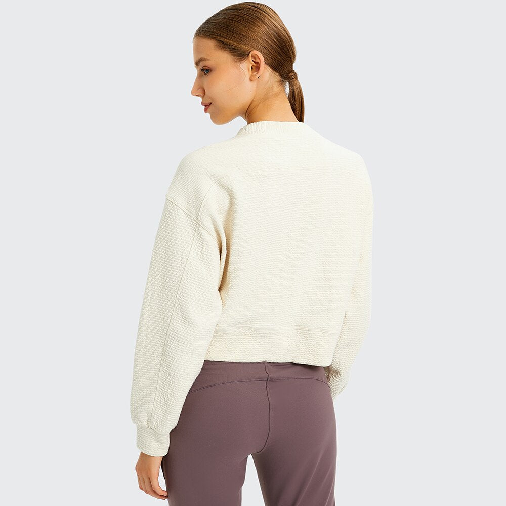 Cozy Exercise Cropped Pullover Long Sleeve Top Women Skin Friendly Leisure Gym Fitness Sport Sweatshirts XS-XL