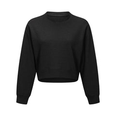 Cozy Exercise Cropped Pullover Long Sleeve Top Women Skin Friendly Leisure Gym Fitness Sport Sweatshirts XS-XL