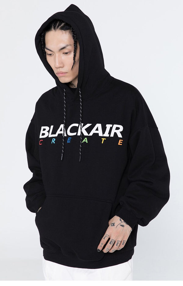 Hoodie Men Colorful Letter Print Patchwork Plus Velvet Hooded Sweatshirts Couple High Street Hipster All-match Pullover