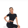 Seamless Yoga Suits Women Crop Top Short Sleeve Shirts Sport Pants Gym Leggings Sportswear Workout Active Set Fitness Clothes