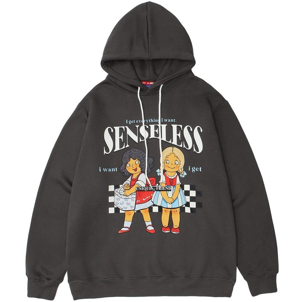 Hoodie Men Cute Girls Punk Cool Letter Fleece Pullover Hipster Preppy Style Tops Casual Oversize Cozy Couple Streetwear