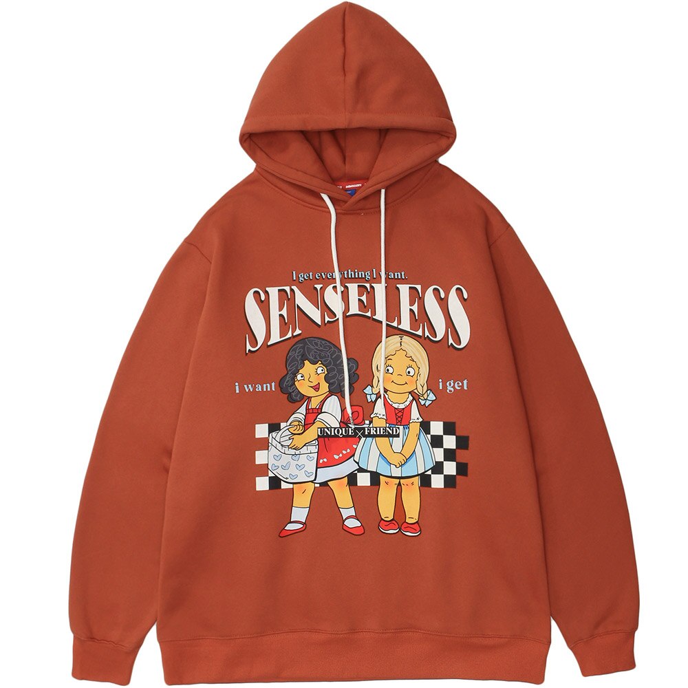 Hoodie Men Cute Girls Punk Cool Letter Fleece Pullover Hipster Preppy Style Tops Casual Oversize Cozy Couple Streetwear