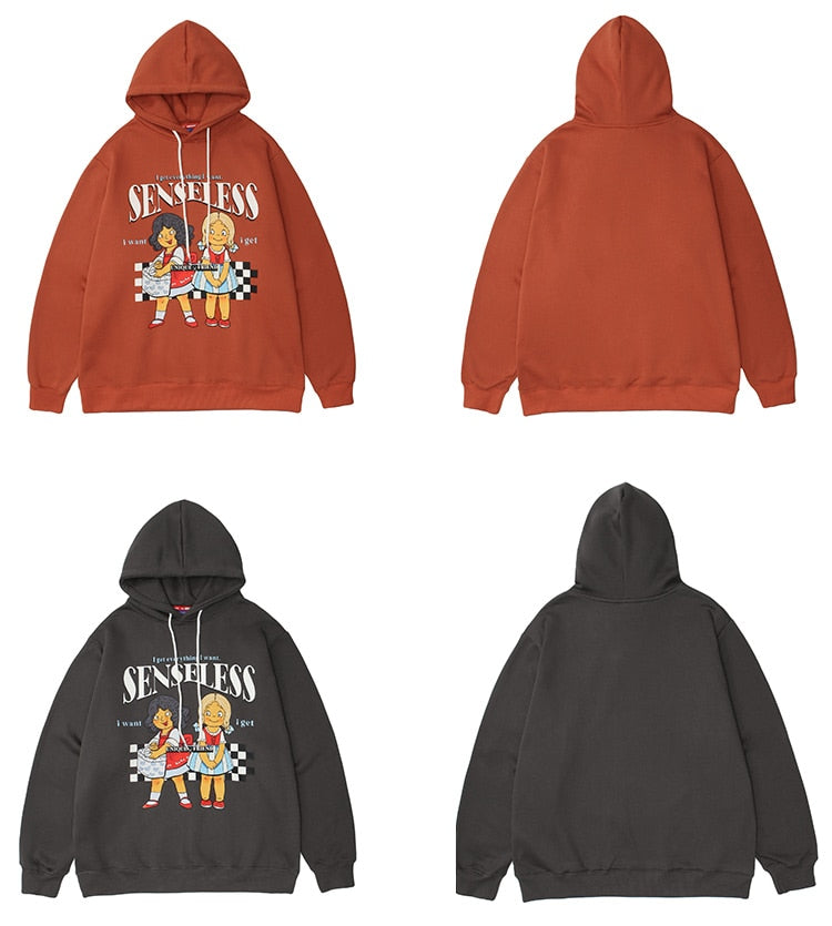 Hoodie Men Cute Girls Punk Cool Letter Fleece Pullover Hipster Preppy Style Tops Casual Oversize Cozy Couple Streetwear