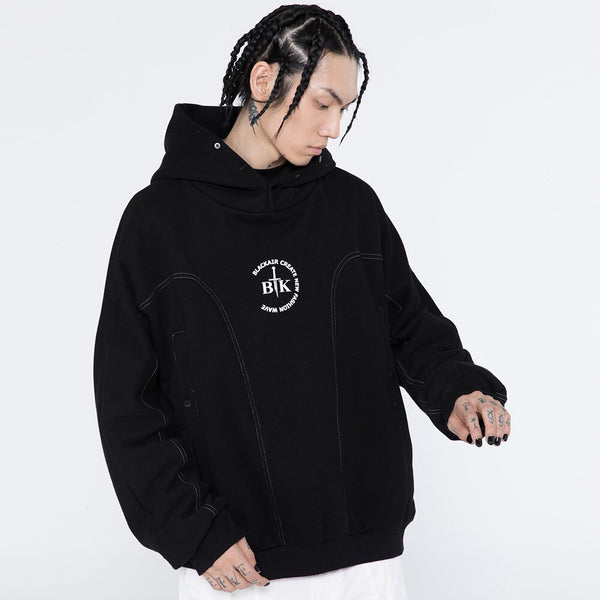 Hoodie Men Letter Printed Line Art Pullovers Couple Baggy All-match Fleece Hooded Tops College Style Hipster Streetwear