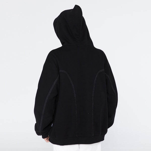 Hoodie Men Letter Printed Line Art Pullovers Couple Baggy All-match Fleece Hooded Tops College Style Hipster Streetwear