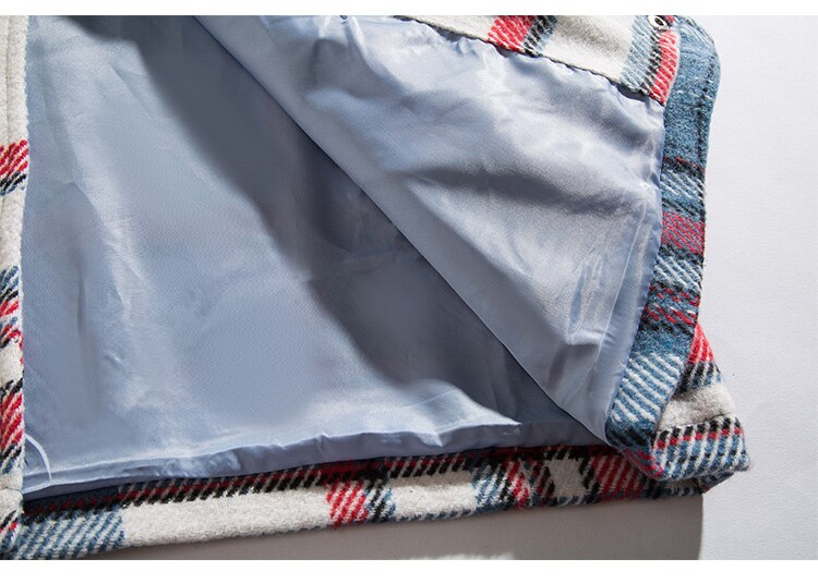 Plaid Print Pocket Hooded Jacket Coat Couple Loose Retro All-match Casual Outwear Autumn High Street Fashion Streetwear