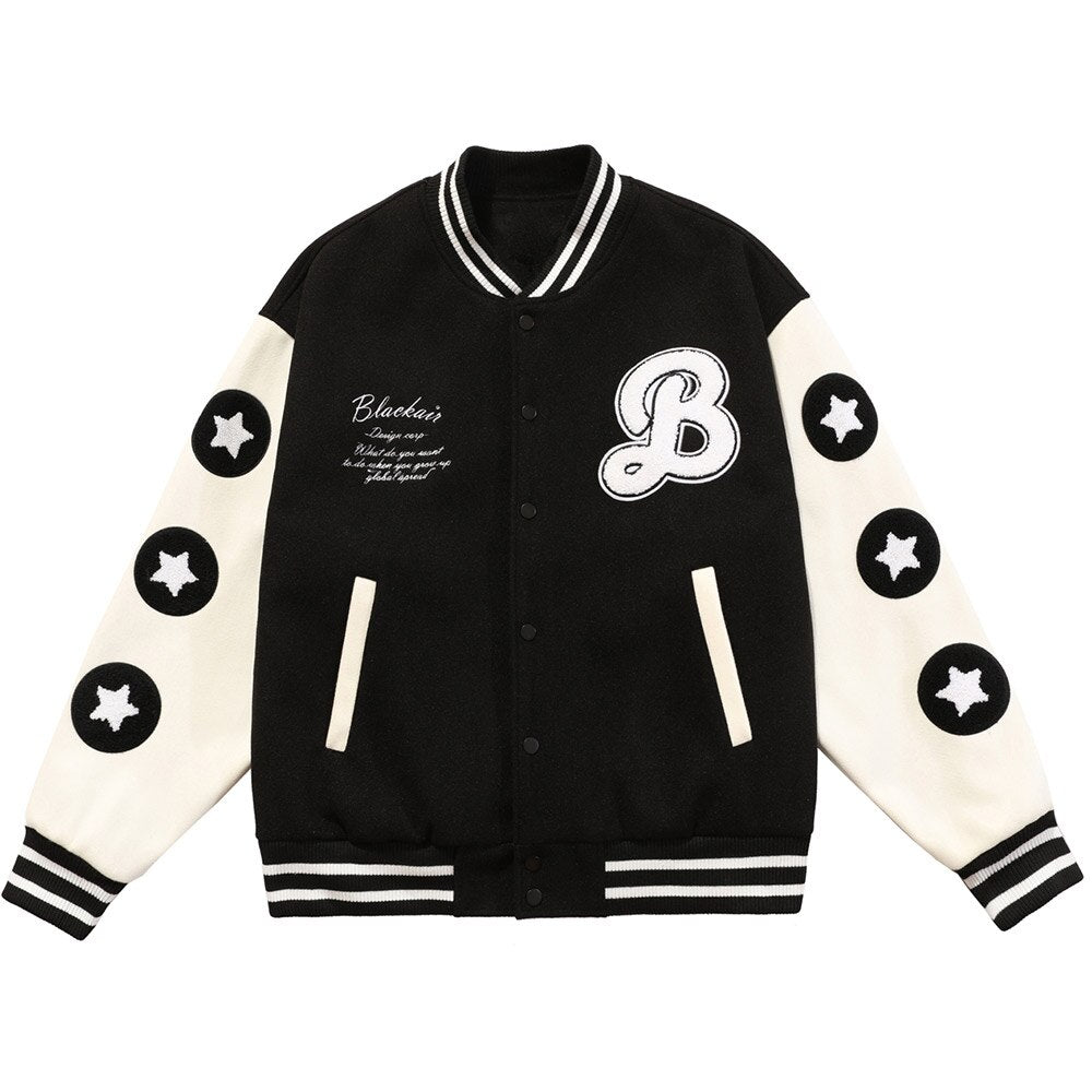 Men Hamburger Patch Letter Embroidery Bomber Jacket Autumn Loose Harajuku Hip Hop Fashion Baseball Coats Couple Outwear