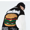 Men Hamburger Patch Letter Embroidery Bomber Jacket Autumn Loose Harajuku Hip Hop Fashion Baseball Coats Couple Outwear