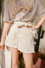 Solid Pure High Waist Smart Casual Women Denim Shorts Summer ELF Stylish Raw Hem Korean Ladies Basic Daily Bottoms