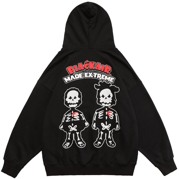 Hoodie Men Knitted Funny Skeleton Boy Patch Hooded Pullover Oversize Fashion Hip Hop Style Sweatshirt Autumn Streetwear