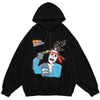 Hoodie Sweatshirt Men Color Block Skeleton Patch Streetwear Autumn Hooded Baggy Fashion Harajuku Hip Hop Style Pullover