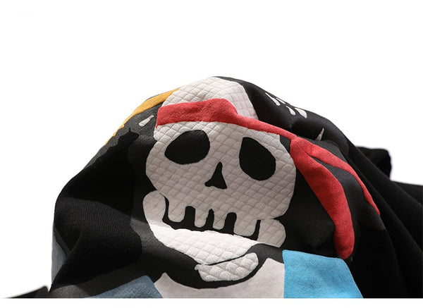 Hoodie Sweatshirt Men Color Block Skeleton Patch Streetwear Autumn Hooded Baggy Fashion Harajuku Hip Hop Style Pullover