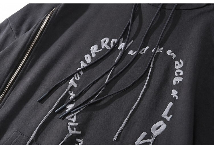 Hoodie Men Heart-shaped Letter Print Sleeves Detachable Pullover Couple Hipster Cool High Street Hooded Tops Streetwear