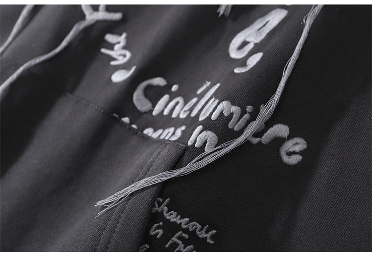 Hoodie Men Heart-shaped Letter Print Sleeves Detachable Pullover Couple Hipster Cool High Street Hooded Tops Streetwear